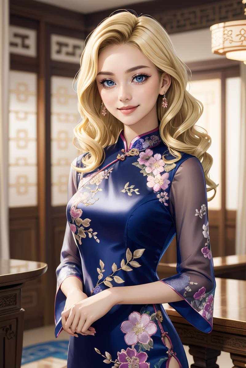 00125-cowboy shot, (blonde wavy hair_1.3), woman,  smile, ch30ngs4m_1, silk cheongsam, embroidered flowers, sheer sleeves, hair decora.png